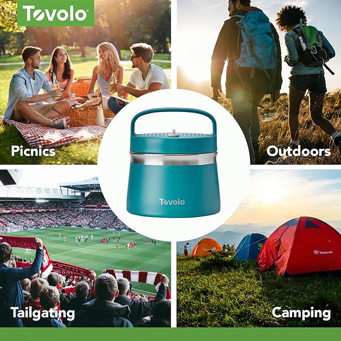 Tovolo 1 Quart Food Traveler Marine Blue - Stainless Steel Food Storage Container, Double Wall Insulated Thermos for Hot and Cold Food, Spill-Proof Travel Container, BPA-Free, Dishwasher Safe
