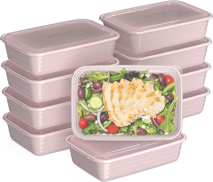 Bentgo Prep - 20-Piece 1-Compartment Reusable Meal Prep Containers with Lids, PFAS & BPA Free Materials, Durable, Microwave, Freezer, & Dishwasher Safe To Go Food Storage (Blush Pink)