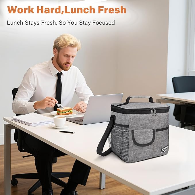 Tirrinia Insulated Large Lunch Bag for Women Men, Leakproof Lunch Box Containers for Adults, Work, School, Soft Lunchbox for Kids, Boys, Adult Cooler Bag for Picnic, Hiking,Beach