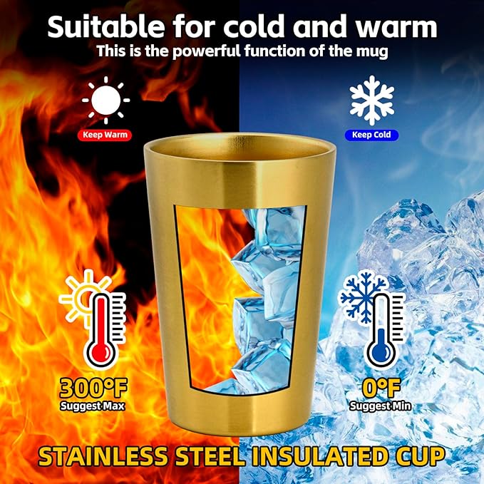 5 Pack 12 oz Stainless Steel Insulated Cup, Double Wall Vacuum Small Metal Cup, Reusable Camping Cups Unbreakable Indoor Outdoor for Party, Home, Office, BBQ, Gold