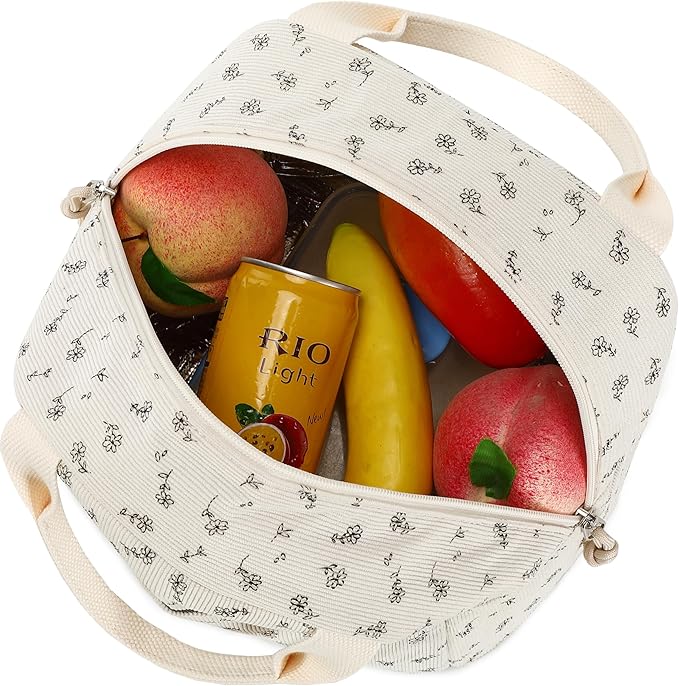 BTOOP Lunch Box for Women Men Cute Corduroy Lunch Bags Large Capacity Insulated Lunch Tote Bag For Work Travel Or Picnic