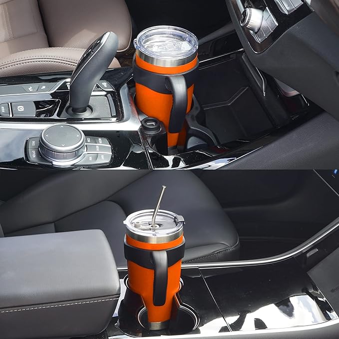 WETOWETO 20oz Tumbler with 2 lids and 2 straws, Stainless Steel Vacuum Insulated Water Coffee Tumbler Cup, Double Wall Powder Coated Spill-Proof Travel Mug Thermal Cup (Orange, 1 Pack)