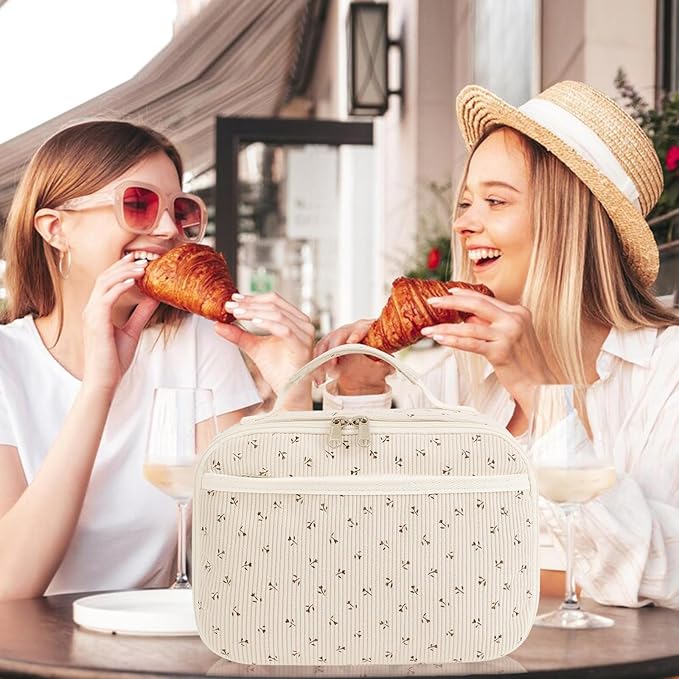 Bluboon Kids Girls Lunch Bag Insulated Lunch Box for school Corduroy Lunch Cooler Organizer School Kids Lunch Tote