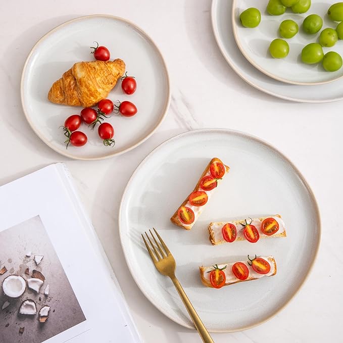 AmorArc Ceramic Dinnerware Sets,Handmade Reactive Glaze Stoneware Plates and Bowls Set,Highly Chip and Crack Resistant | Dishwasher & Microwave Safe,Service for 4 (12pc)