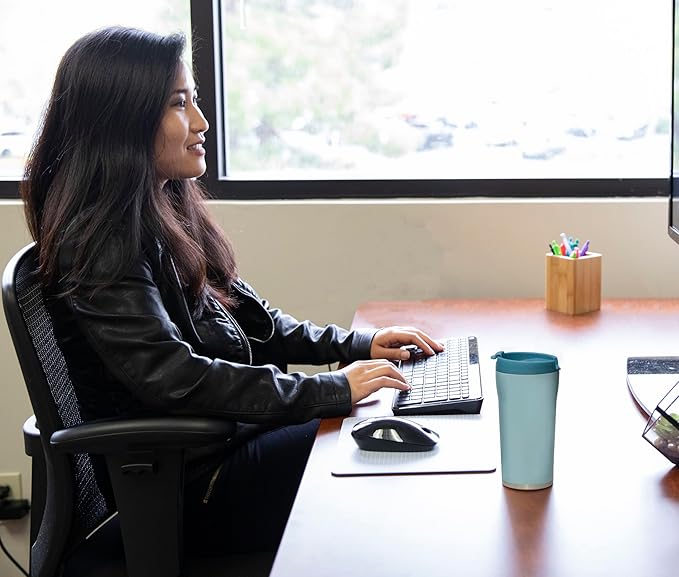 MIRA 12 oz Coffee Travel Mug - Stainless Steel Insulated Tumbler with Leak-Proof Lid - Hot & Cold Cup - Pearl Blue