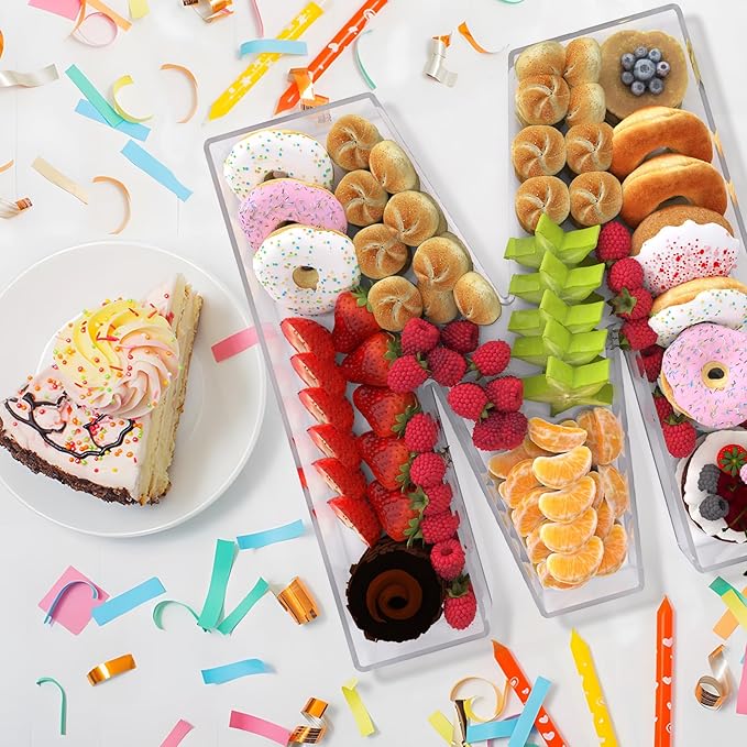 13.8" Extra Large Acrylic Letter Charcuterie Board Box, Reusable Fillable Letter Cake Candy Dish Display Serving Tray for Birthday Anniversary Party Decoration (M)