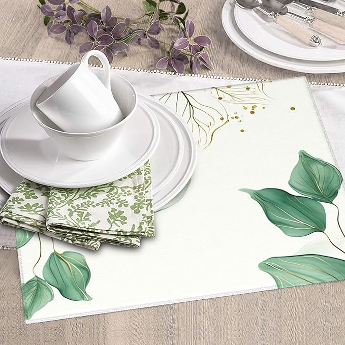 Watercolor Green Palm Leaves Dish Drying Mat 16x18 Inch, Microfiber Absorbent Fast Dry Mat Large Dish Mat Drying Kitchen Mat, Kitchen Drying Pad for Kitchen Counter Coffee Bar Decor Gifts