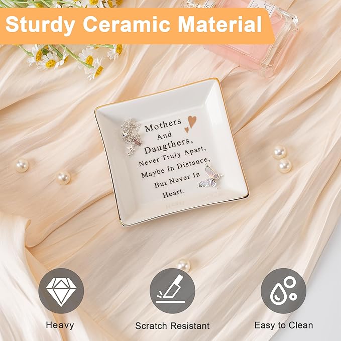 Bestie Gift for Friends Women Ceramic Ring Dish —Whenever you feel overwhelmed，I am you strong support —Trinket Dish Female Birthday Gifts