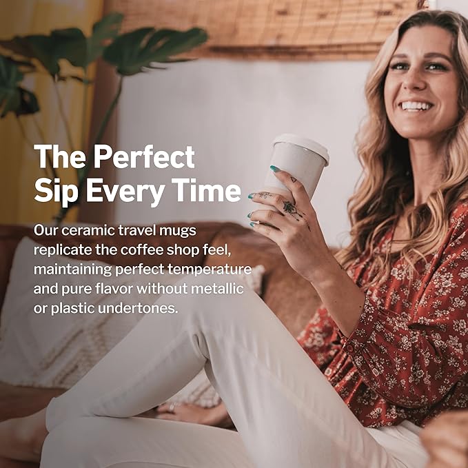 Travel Mugs - Reusable Coffee Cup – Cute Coffee Mugs Travel Coffee Tumbler – Microwave & Dishwasher Safe To Go Coffee Mug- Gifts For Women Men Him Her – 12oz - Dune