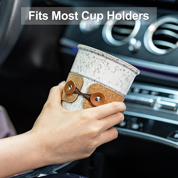 Ceramic Coffee Tumbler, Large Travel Coffee Mug with Lid, Large Porcelain Coffee Cup, Reusable Tea Mug, Microwave & Dishwasher Safe, Coffee Gifts for Men & Women, 13.5oz