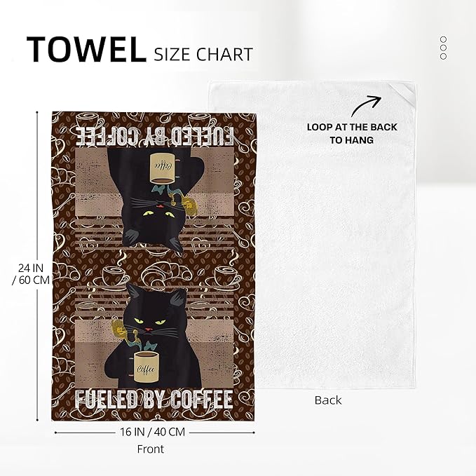 Vintage Cat Kitchen Towels and Dishcloths Sets of 2, Soft Absorbent Retro Coffee Dish Towels for Kitchen Drying, Cute Tea Towels Hand Towels for Kitchen Bathroom Bar Decor,Cat Loves Gifts