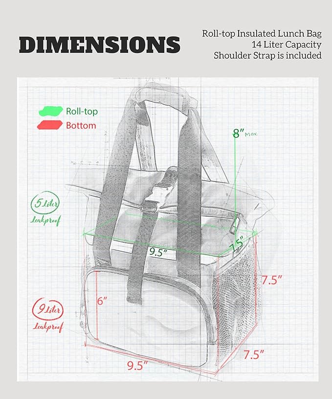 SUNNY BIRD Dual Compartment Lunch Bag Insulated Lunch Box for Women and Men (Ivory White 01)
