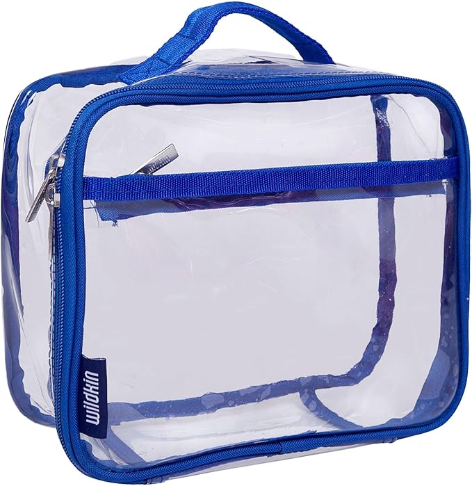 Wildkin Kids Insulated Lunch Box – Durable and Reusable for School & Travel - Clear w/Blue Trim