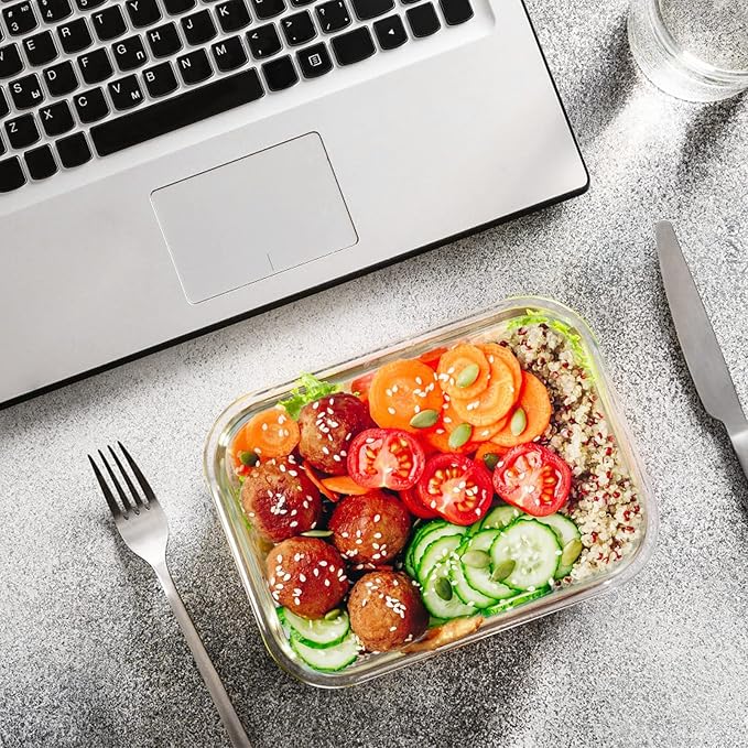 24-Piece Glass Food Storage Containers with Locking Lids,Glass Meal Prep Containers Set - Airtight Lunch Containers, Microwave, Oven, Freezer and Dishwasher, Red