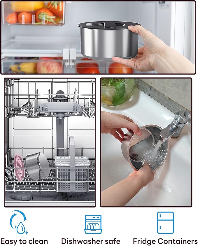 Stainless Steel Food Container,Round Food Storage Container Portable for Lunch, Meal Prep, Soup and Leftover 100W-Heated Lunch BoxLeakproof,Dishwasher Safe