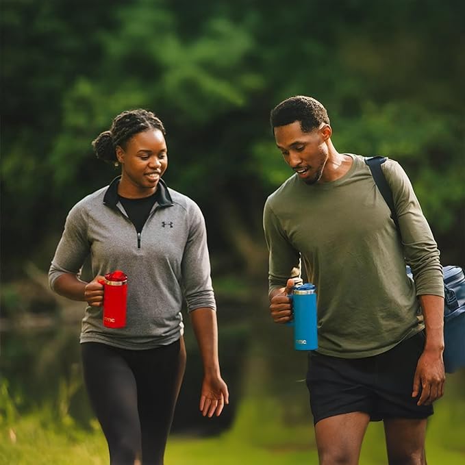 RTIC 20oz Road Trip Travel Mug with Lid and Handle, Ceramic Lined, Insulated, Stainless Steel, Metal, Double Wall Vacuum-Insulation, Portable Coffee, Tea Cup for Hot and Cold Drink, Marine