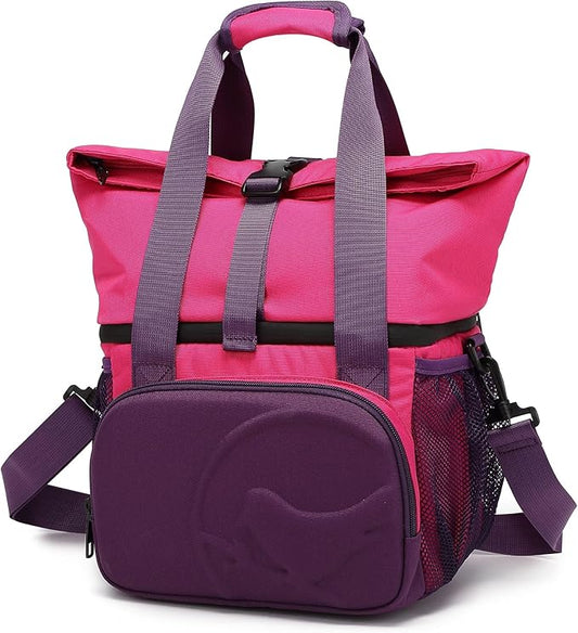 SUNNY BIRD Dual Compartment Lunch Bag Insulated Lunch Box for Women and Men (Purple)