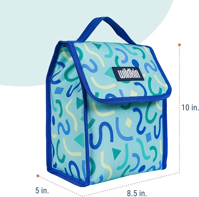 Wildkin Kids Insulated Lunch Bag – Reusable, Ideal for Hot/Cold Snacks, School & Travel - Confetti Blue