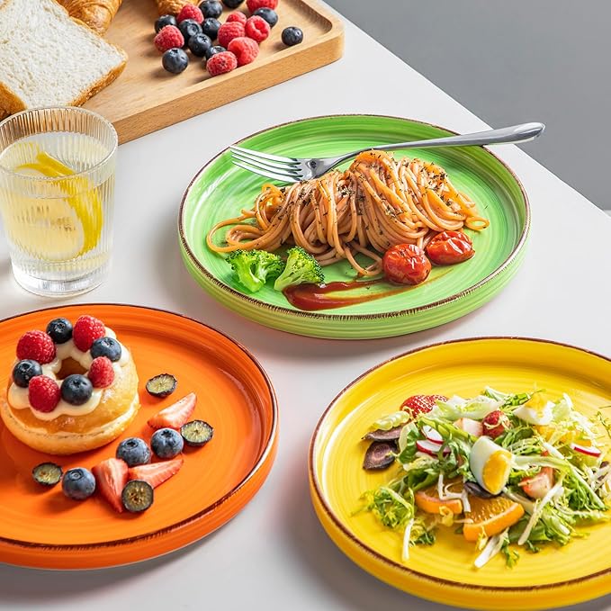 vancasso Bonita 8.5 inch Salad Plates, Ceramic Small Dinner Plates Set, Dessert Plates Set of 6, Microwave,Oven and Dishwasher Safe, Multicolor