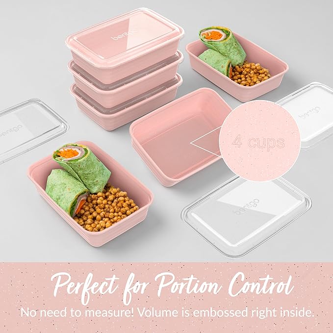 Bentgo Prep - 20-Piece 1-Compartment Reusable Meal Prep Containers with Lids, PFAS & BPA Free Materials, Durable, Microwave, Freezer, & Dishwasher Safe To Go Food Storage (Peony Glitter)