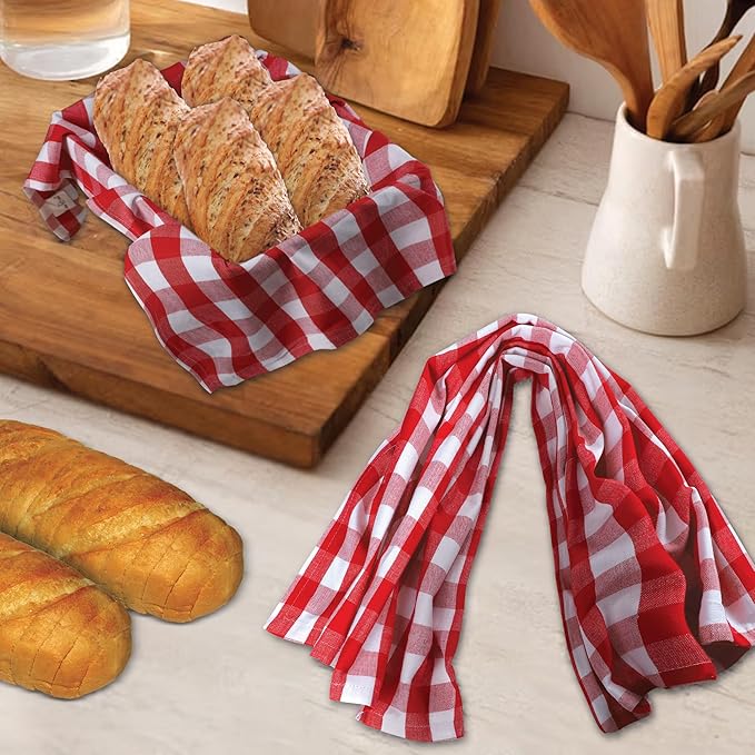 Urban Villa Kitchen Towels Set of 6 Buffalo Checks Red//White Kitchen Towels 20X30 Inches 100% Cotton Highly Absorbent Kitchen Towels Premium Quality Ultra Soft Mitered Corners KitchenTowels