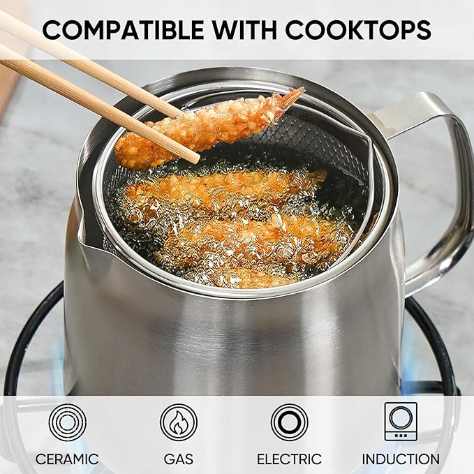 Bacon Grease Container with Strainer, 304 Stainless Steel Grease Container for Kitchen with Dust-proof Lid & Basket, Dishwasher Safe Cooking Oil Container, 68oz/2L