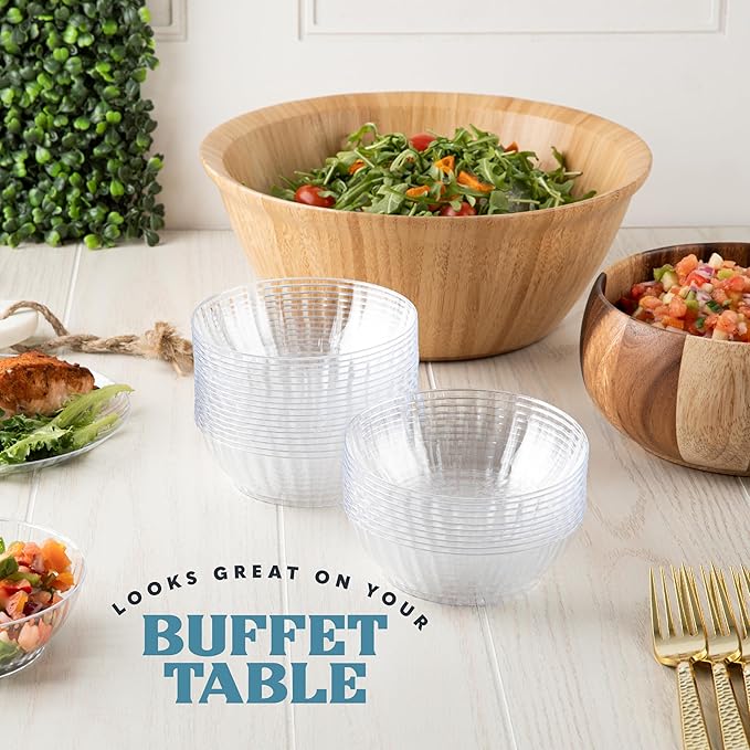 PLASTICPRO 240 Pack Crystal Like Clear Disposable Plastic Plates Dinner Dishes 10 ounce Bowls for Special Occasions Parties