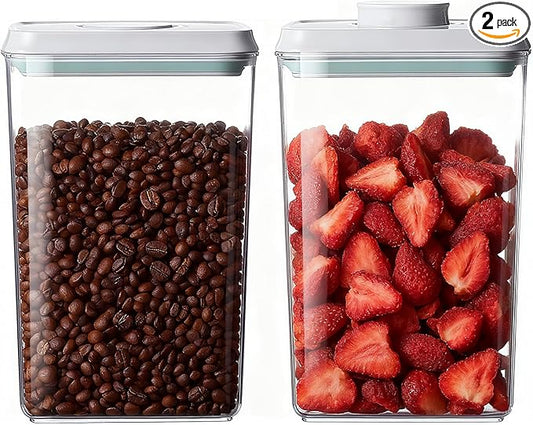 Pop Food Storage Containers Set Airtight Food Storage Containers with Pop Lids, Kitchen Pantry Organization and Storage, BPA Free, 2 x 2.8Qt