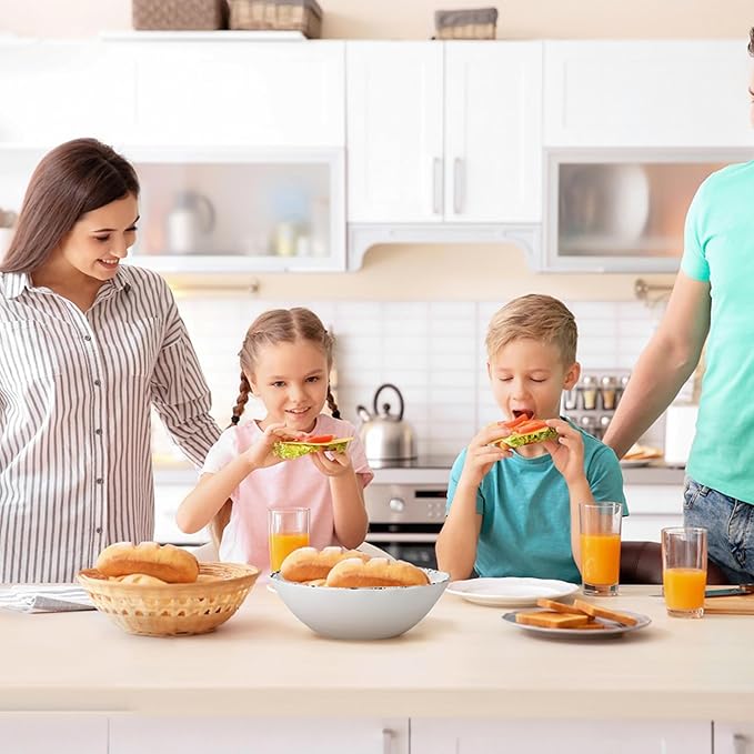 Rustic Melamine Serving Bowls, 12 inch Larger Salad Bowl Set, Set of 2, Farmhouse White large Melamine Bowl, Lightweight and Unbreakable, Dishwasher Safe…