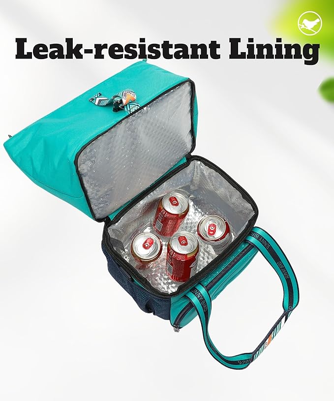 SUNNY BIRD Dual Compartment Lunch Bag Insulated Lunch Box for Women and Men (Turquoise Green)