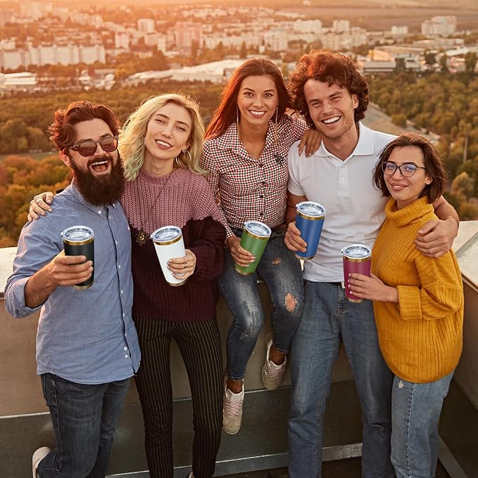 20 oz Tumbler Bulk 4 Pack Stainless Steel Tumbler with Lid and Straw, Double Wall Vacuum Insulated Travel Coffee Mug for Laser Engrave, Powder Coated Cup for Hot and Cold Drinks (White,4 pack)