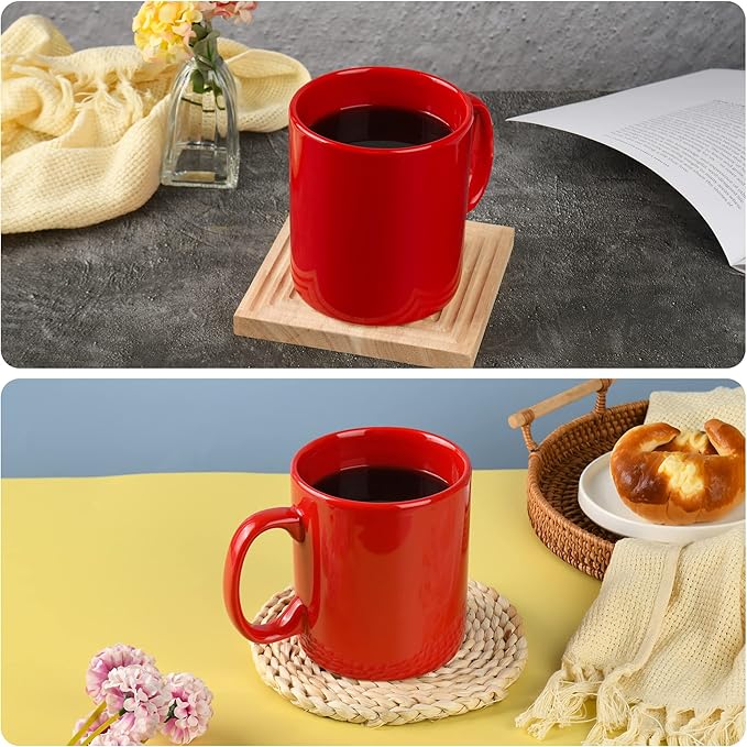 29oz Extra Large Ceramic Coffee Mug with Handle for Office and Home (Red)