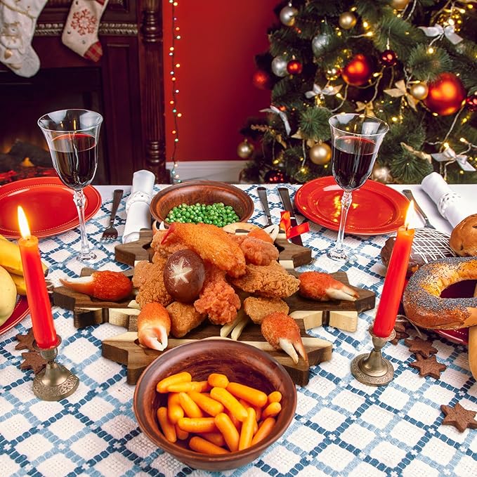 6 Pcs Christmas Appetizer Platter 12 Inch Christmas Cutting Board Acacia Serving Trays Wood Charcuterie Board Tray Snack Dessert Candy Dish Plate for Kitchen Gifts(Snowflakes)