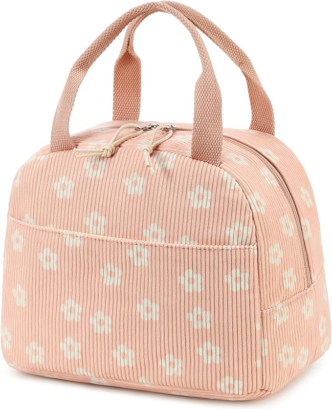 Bluboon Lunch Bag for Women Men Cute Corduroy Lunch Tote Bags Reusable Insulated Lunch Box Large Capacity Reusable Insulated Cooler for Work Picnic or Travel