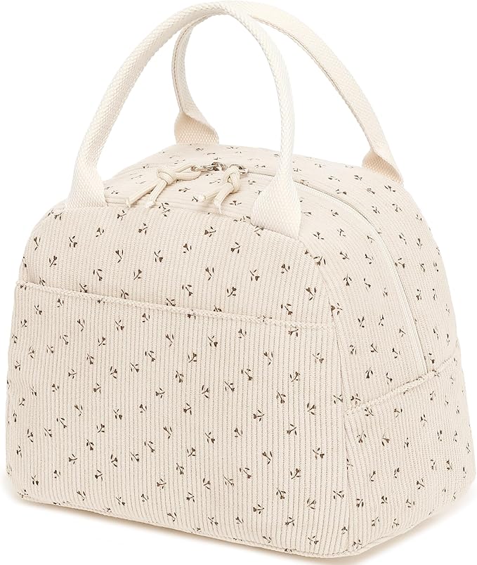 Bluboon Lunch Bag for Women Men Cute Corduroy Lunch Tote Bags Reusable Insulated Lunch Box Large Capacity Reusable Insulated Cooler for Work Picnic or Trave