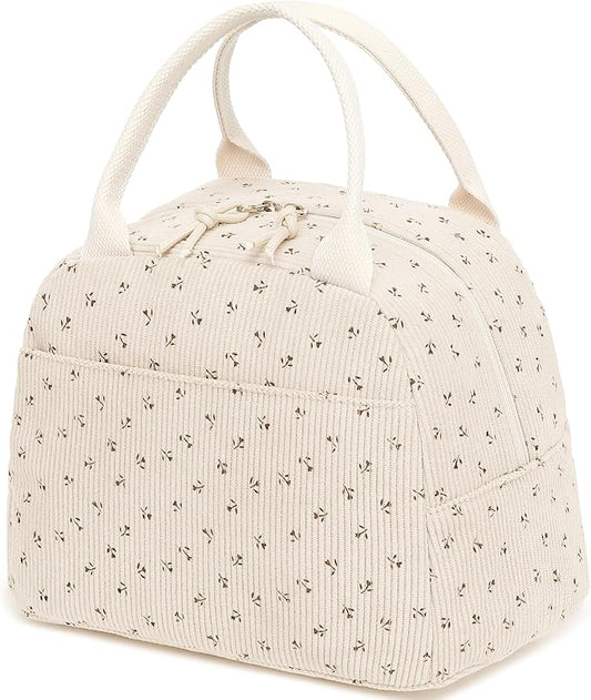 Bluboon Lunch Bag for Women Men Cute Corduroy Lunch Tote Bags Reusable Insulated Lunch Box Large Capacity Reusable Insulated Cooler for Work Picnic or Trave