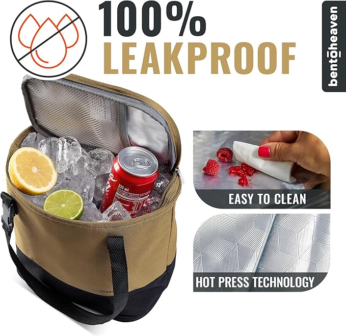 Bentoheaven Insulated Lunch Tote for Work - Durable Materials, Variable Strap/Handle, Wide Opening - Cooler Lunch Bag for Women & Men - Fits all major Bento Lunch Boxes and Other Containers (Beige)