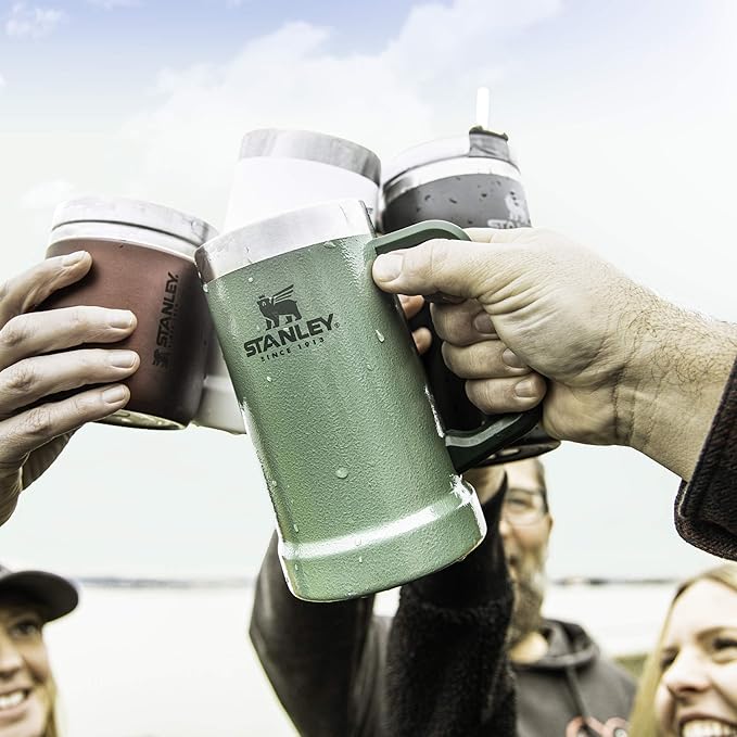 Stanley Stay-Chill Beer Stein 24 oz | Heavy Duty Big Grip Handle | Beer Tumbler Drink Cup, Holds 2 Cans | Insulated Stainless Steel Party Mug | BPA-Free