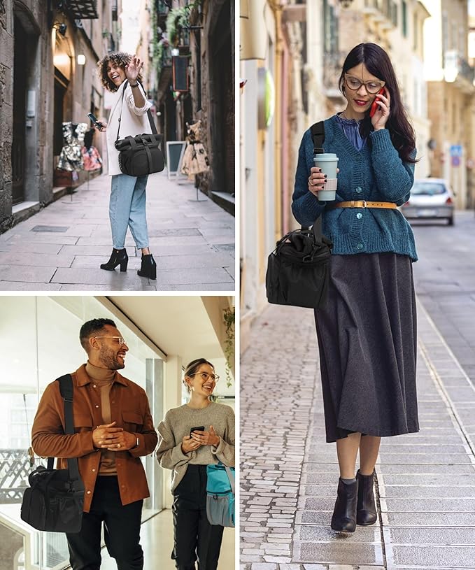 SUNNY BIRD Dual Compartment Lunch Bag Insulated Lunch Box for Women and Men (Black 01)