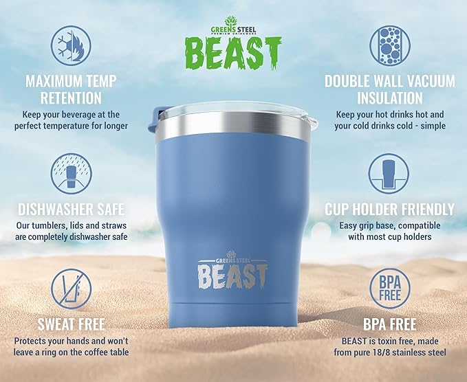 Beast 10 oz Tumbler Stainless Steel Vacuum Insulated Coffee Ice Cup Double Wall Travel Flask (Stormy Sky)