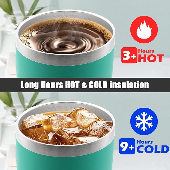 20 oz Tumbler Coffee Tavel Tumblers Bulk with Lid Stainless Steel Double Wall Vacuum Insulated Mug Powder Coated Cups fit Car Cupholder for Hot and Cold - Light Blue, 1Pack