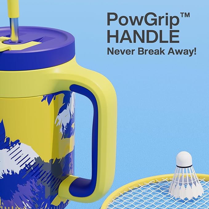 40 oz Tumbler with Handle, 2-in-1 Straw and Sip Lid, Leakproof, Dishwasher Safe, Insulated Stainless Steel Travel Coffee Mug, Keeps Cold for 34 Hours, Fits in Car Cup Holder (Rise to Glory)