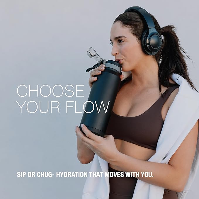 ZULU Powerfill Pro 24oz Stainless Steel Water Bottle with Quick Fill Lid, Triple Walled Vacuum Insulated Metal, Leak Proof Locking Lid, Sip and Chug, Reusable BPA Free, Black