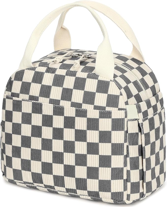 Bluboon Lunch Bag for Women Men Cute Corduroy Lunch Tote Bags Reusable Insulated Lunch Box Large Capacity Reusable Insulated Cooler for Work Picnic or Travel