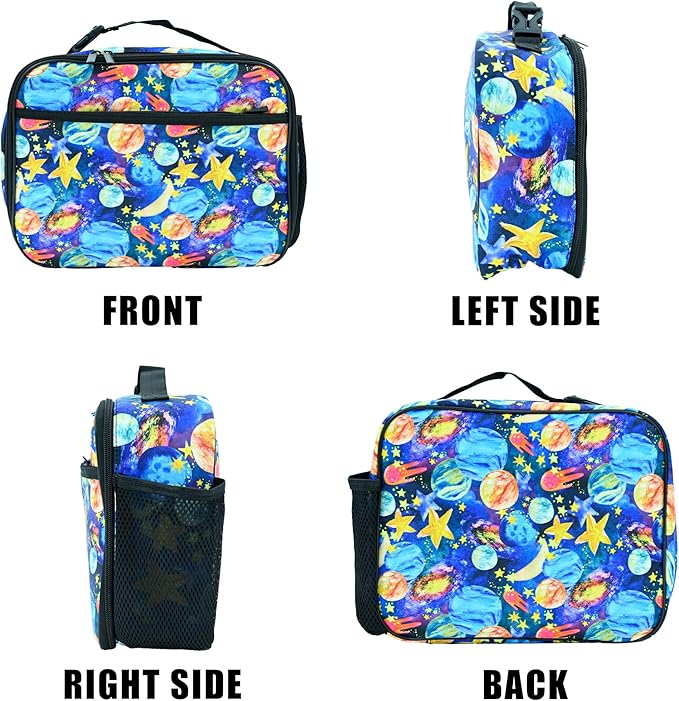 Planet Star Moon Lunch Box Insulated Reusable Lunch Bag Tote Cooler for Women Men Boy Girl School Work Office Picnic