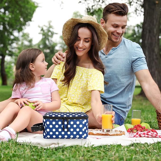 Cerbonny Small Lunch Box,Freezable Snack Bag for Adults & Kids,Freezable Lunch box,insulated Snack Bag with Buckle Handle,Compact Lunch Box for Work School Travel(Polka Dot)