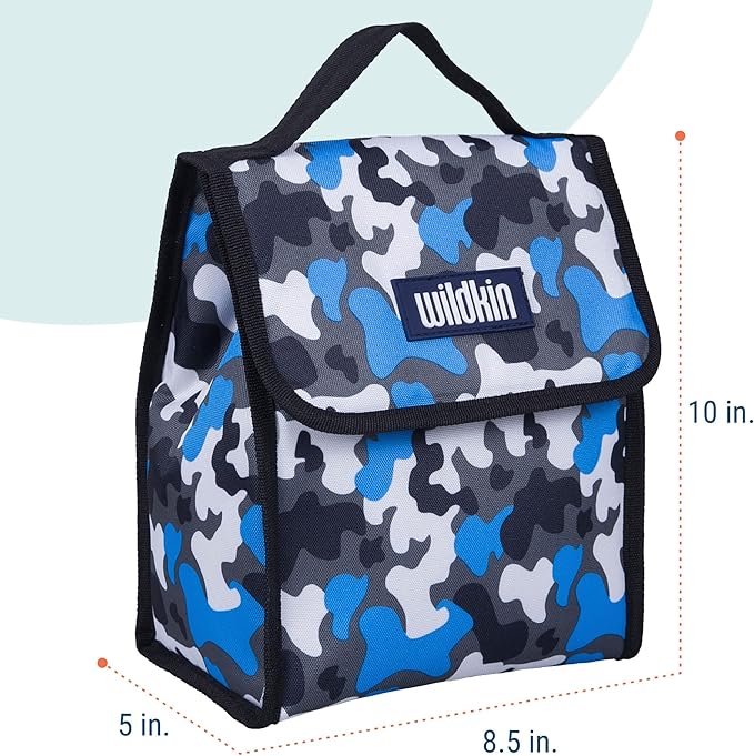 Wildkin Kids Insulated Lunch Bag – Reusable, Ideal for Hot/Cold Snacks, School & Travel - Blue Camo