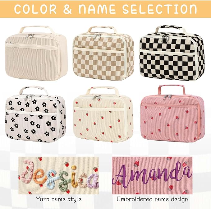 Personalized Insulated Lunch Bag with Name Custom Lunch Box 3-Lays Insulated Lunch Bag Tote for Travel Picnic Birthday