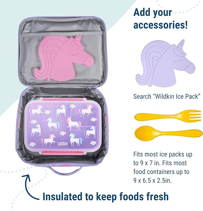 Wildkin Kids Insulated Lunch Box – Durable and Reusable for School & Travel - Confetti Peach