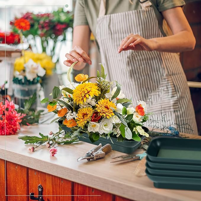 Sabary 24 Pack Large Size 10 Inch Floral Foam Bowl Floral Bowls for Arrangements Plastic Flower Centerpiece Container with Green Foam Block Kit for Table Party Wedding Festival Flower Decor